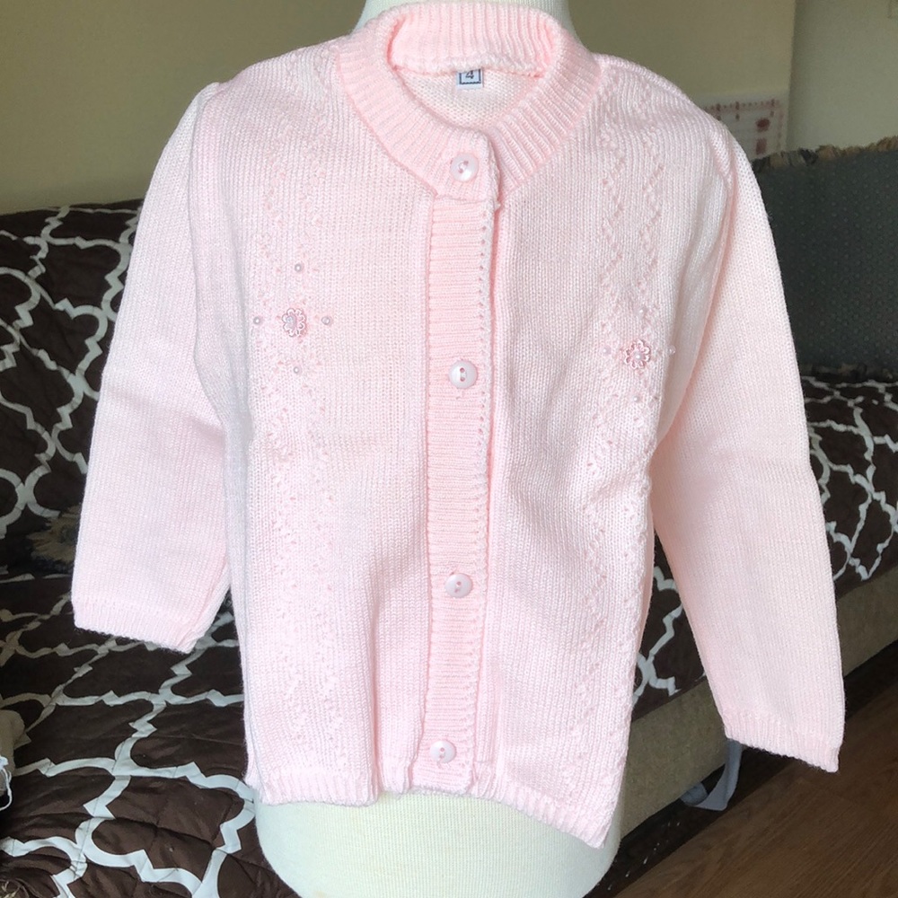 Girls Beautiful crochet sweater 1 GRN 1 PNK NWOT
